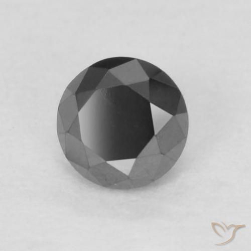 Diamante Negro natural de 0.17 ct, Redondo, Opaco
