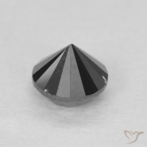 Diamante Negro natural de 0.17 ct, Redondo, Opaco