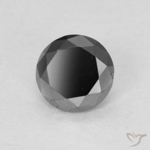 Diamante Negro natural de 0.13 ct, Redondo, Opaco