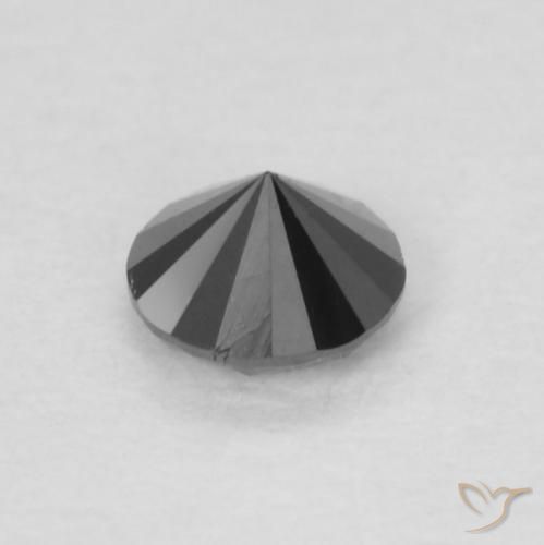 Diamante Negro natural de 0.13 ct, Redondo, Opaco