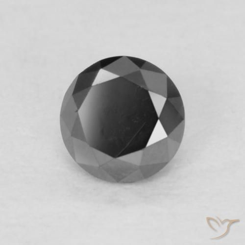 Diamante Negro natural de 0.14 ct, Redondo, Opaco