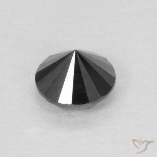 Diamante Negro natural de 0.14 ct, Redondo, Opaco