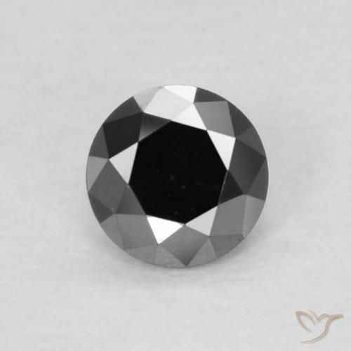 0.12ct Natural Negro Diamante, Redondo, Opaco