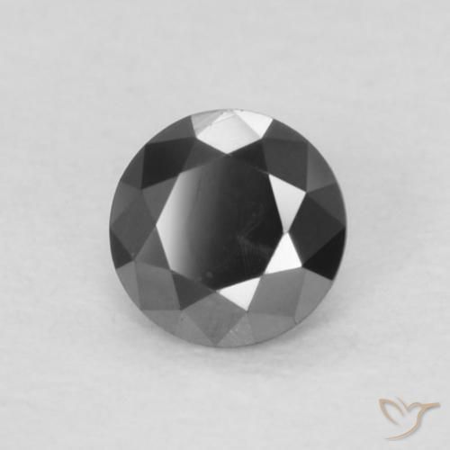 Diamante Negro natural de 0.12 ct, Redondo, Opaco