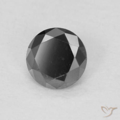 Diamante Negro natural de 0.13 ct, Redondo, Opaco