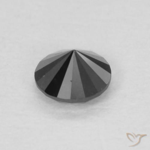 Diamante Negro natural de 0.13 ct, Redondo, Opaco