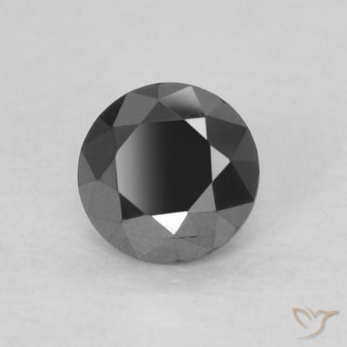 Diamante Negro natural de 0.14 ct, Redondo, Opaco