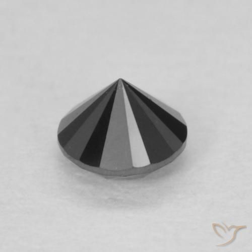 Diamante Negro natural de 0.14 ct, Redondo, Opaco