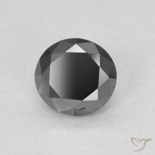 Diamante Negro natural de 0.15 ct, Redondo, Opaco