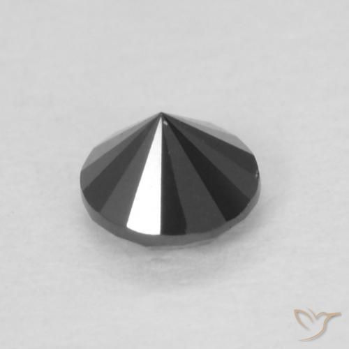 Diamante Negro natural de 0.15 ct, Redondo, Opaco