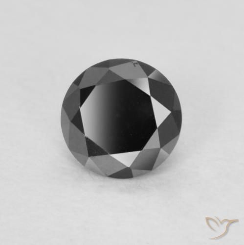 Diamante Negro natural de 0.20 ct, Redondo, Opaco