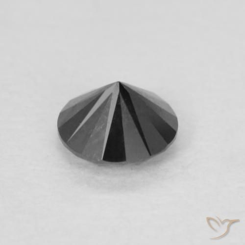 Diamante Negro natural de 0.20 ct, Redondo, Opaco
