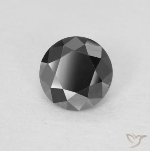 Diamante Negro natural de 0.19 ct, Redondo, Opaco