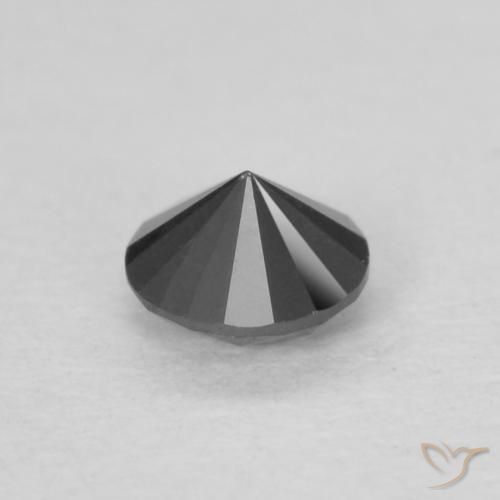 Diamante Negro natural de 0.19 ct, Redondo, Opaco