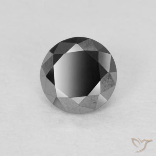 Diamante Negro natural de 0.23 ct, Redondo, Opaco