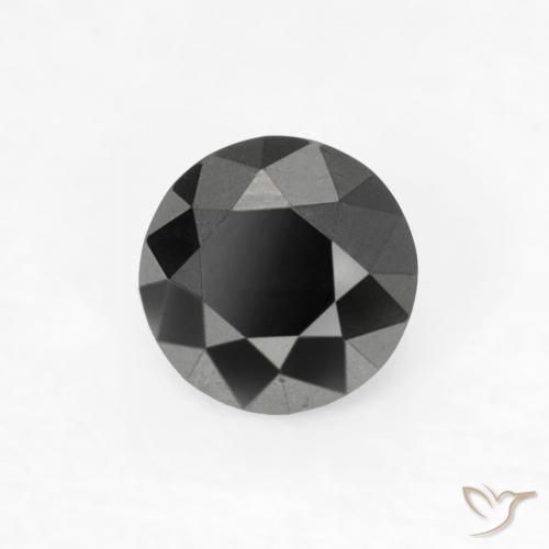 Diamante Negro natural de 0.20 ct, Redondo, Opaco