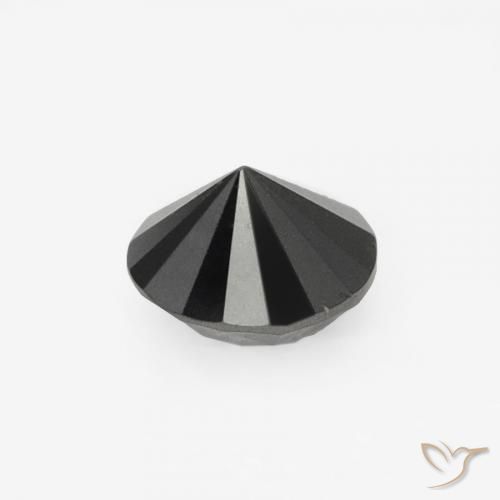 Diamante Negro natural de 0.20 ct, Redondo, Opaco