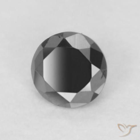 Diamante Negro natural de 0.05 ct, Redondo, Opaco