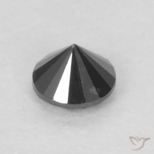 Diamante Negro natural de 0.05 ct, Redondo, Opaco