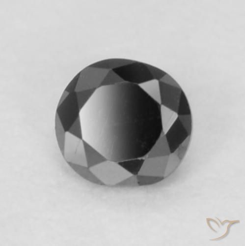 Diamante Negro natural de 0.05 ct, Redondo, Opaco