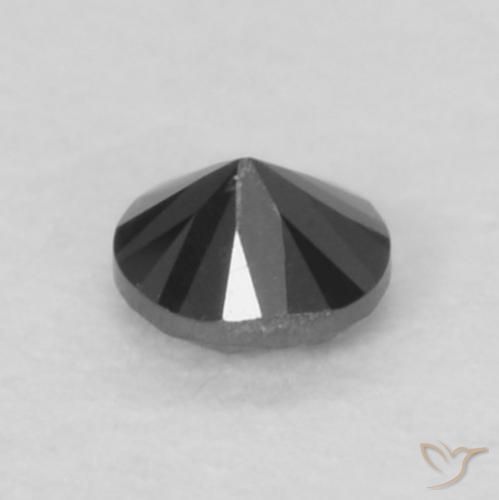 Diamante Negro natural de 0.05 ct, Redondo, Opaco