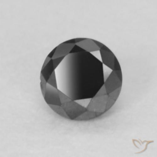 Diamante Negro natural de 0.05 ct, Redondo, Opaco
