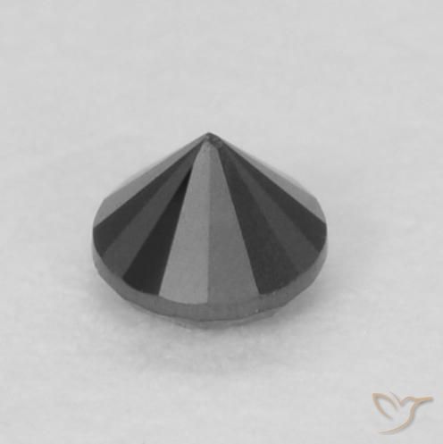 Diamante Negro natural de 0.05 ct, Redondo, Opaco