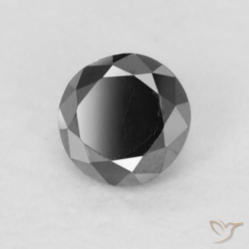 Diamante Negro natural de 0.05 ct, Redondo, Opaco