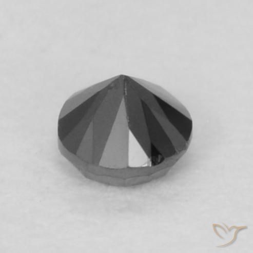 Diamante Negro natural de 0.05 ct, Redondo, Opaco