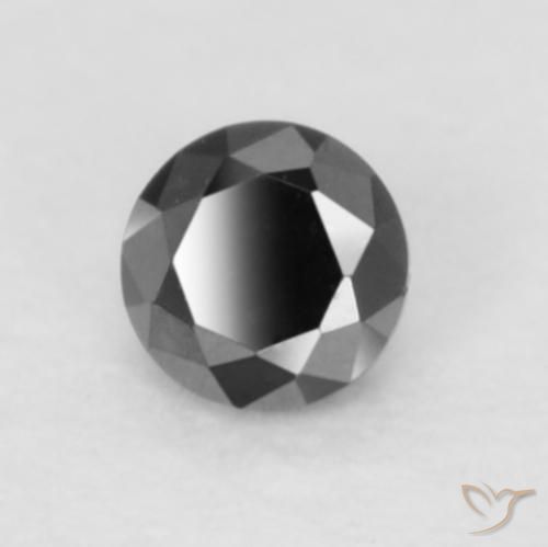 Diamante Negro natural de 0.05 ct, Redondo, Opaco
