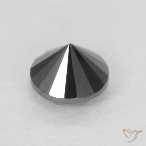 Diamante Negro natural de 0.05 ct, Redondo, Opaco