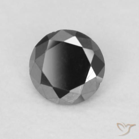 Diamante Negro natural de 0.04 ct, Redondo, Opaco