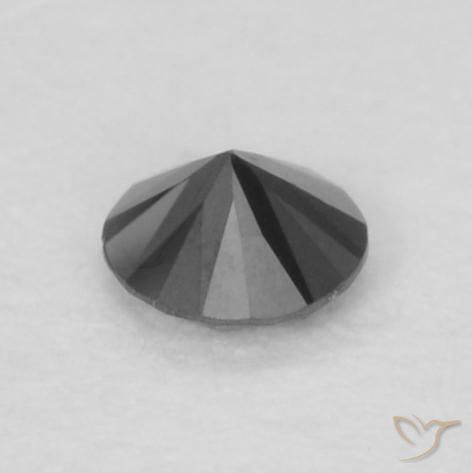 Diamante Negro natural de 0.04 ct, Redondo, Opaco