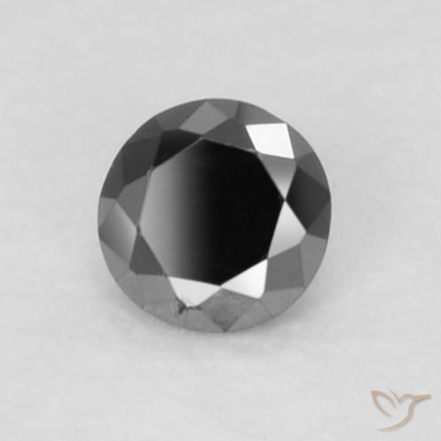 Diamante Negro natural de 0.05 ct, Redondo, Opaco