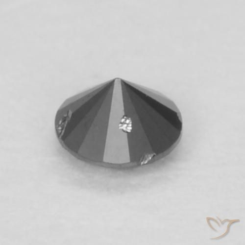 Diamante Negro natural de 0.05 ct, Redondo, Opaco