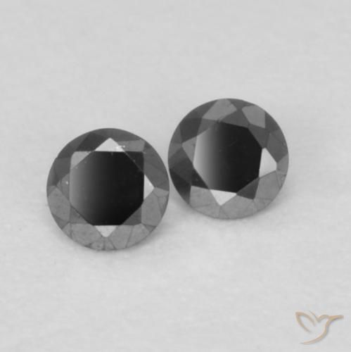 Gemas de Diamante Negro natural de 0.09 ct, Redondo, Opaco