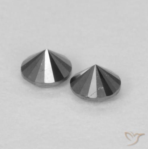 Gemas de Diamante Negro natural de 0.09 ct, Redondo, Opaco