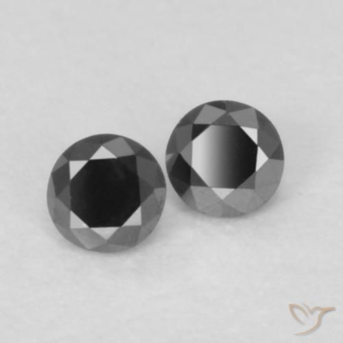 Gemas de Diamante Negro natural de 0.10 ct, Redondo, Opaco