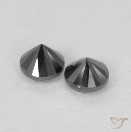 Gemas de Diamante Negro natural de 0.10 ct, Redondo, Opaco