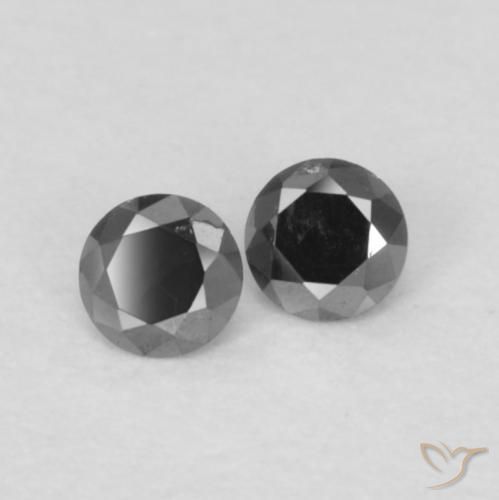 Gemas de Diamante Negro natural de 0.09 ct, Redondo, Opaco