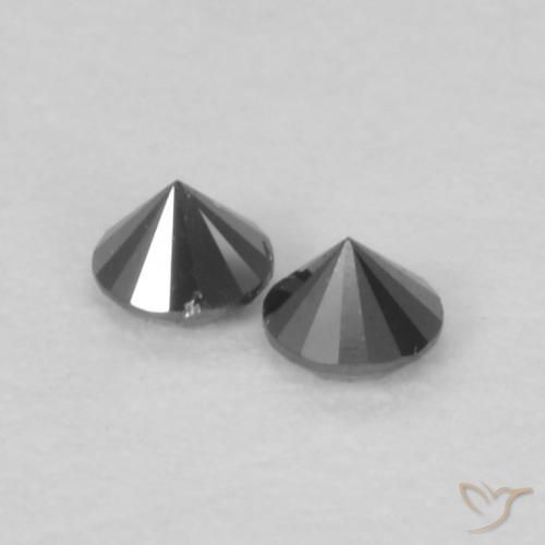 Gemas de Diamante Negro natural de 0.09 ct, Redondo, Opaco