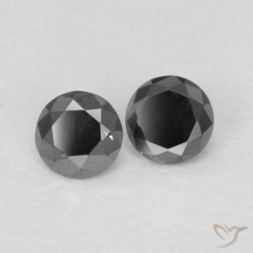 Gemas de Diamante Negro natural de 0.10 ct, Redondo, Opaco
