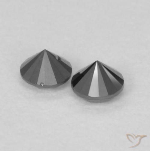 Gemas de Diamante Negro natural de 0.10 ct, Redondo, Opaco