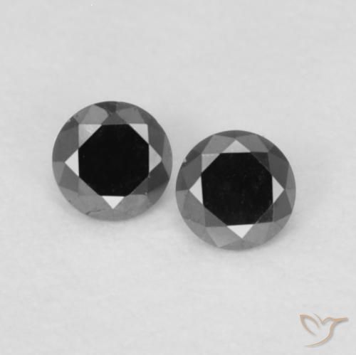 0.09ctw Natural Negro Diamante, Redondo, Opaco