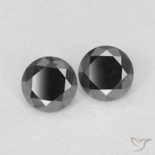 Gemas de Diamante Negro natural de 0.09 ct, Redondo, Opaco