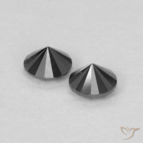 Gemas de Diamante Negro natural de 0.09 ct, Redondo, Opaco
