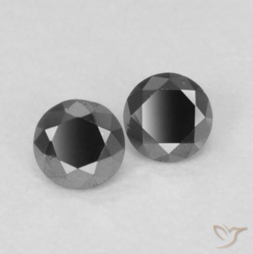 Gemas de Diamante Negro natural de 0.10 ct, Redondo, Opaco