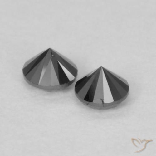 Gemas de Diamante Negro natural de 0.10 ct, Redondo, Opaco