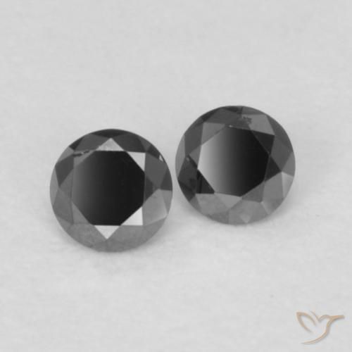 Gemas de Diamante Negro natural de 0.09 ct, Redondo, Opaco
