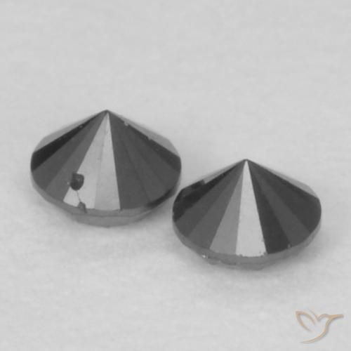 Gemas de Diamante Negro natural de 0.09 ct, Redondo, Opaco